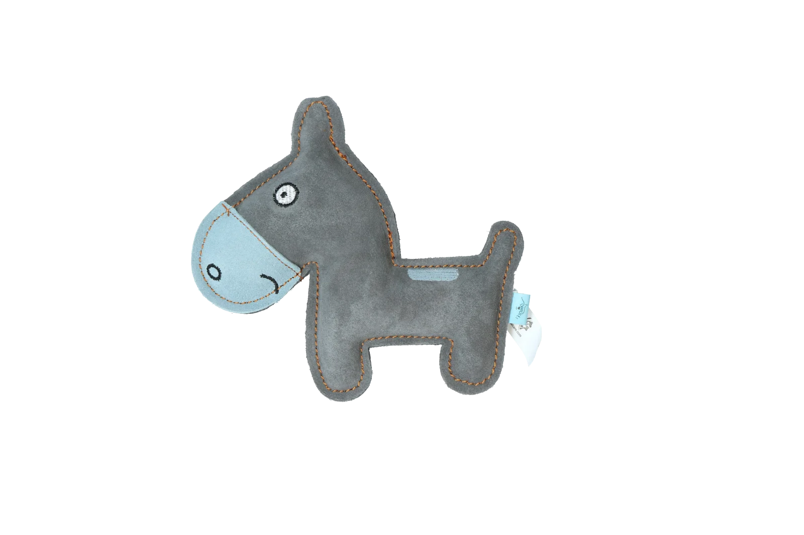 Peluche pour chien en cuir de bovin avec couineur discret, bleu – Tiny Doodles Ezel – Image 2
