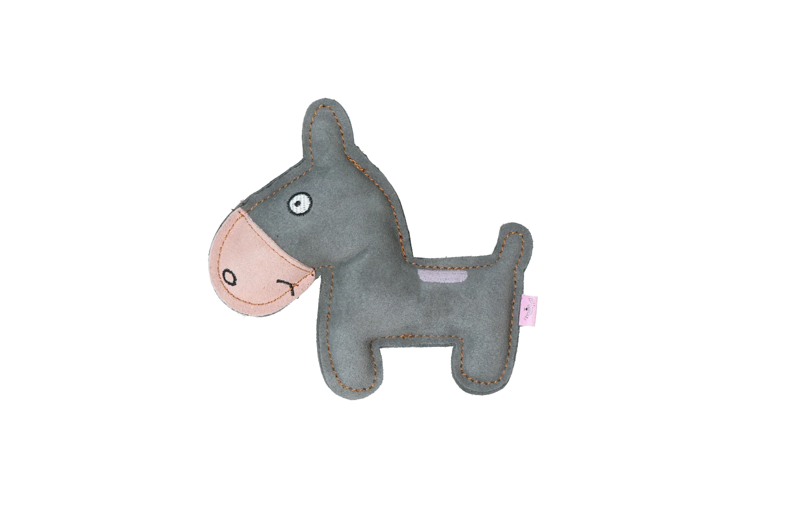 Jouet pour chien en cuir de bovin avec couineur à faible volume sonore, rose – Âne Tiny Doodles – Image 2