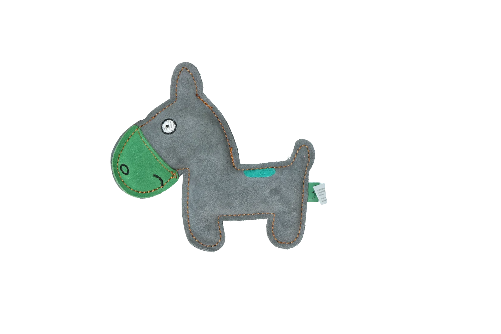 Peluche pour chien en cuir de bovin avec couineur peu bruyant, vert – Tiny Doodles Ezel – Image 2