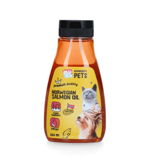Huile de saumon norvégienne pour chiens et chats, 250 ml en flacon souple – Excellent Pets Norwegian Salmon Oil