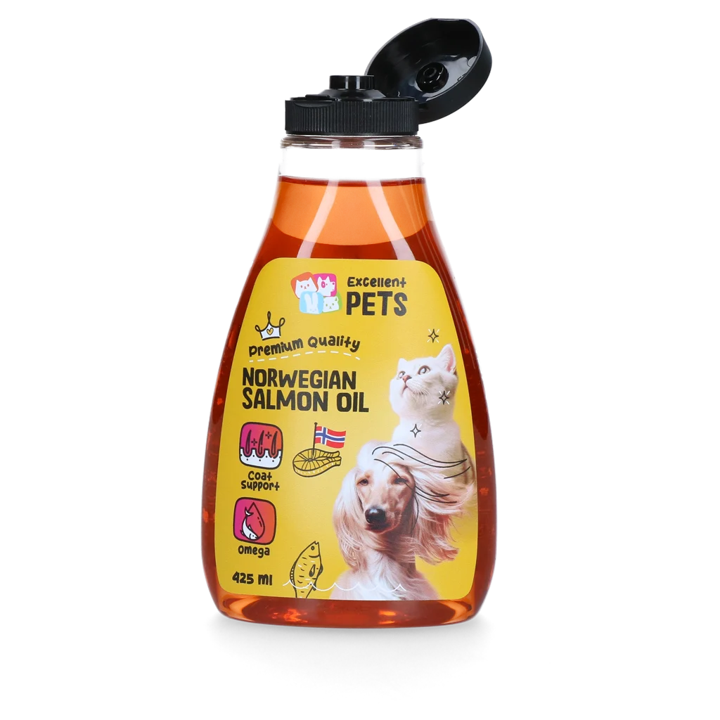 Huile de saumon norvégienne pour chiens et chats, 425 ml en flacon souple – Excellent Pets Norwegian Salmon Oil – Image 2
