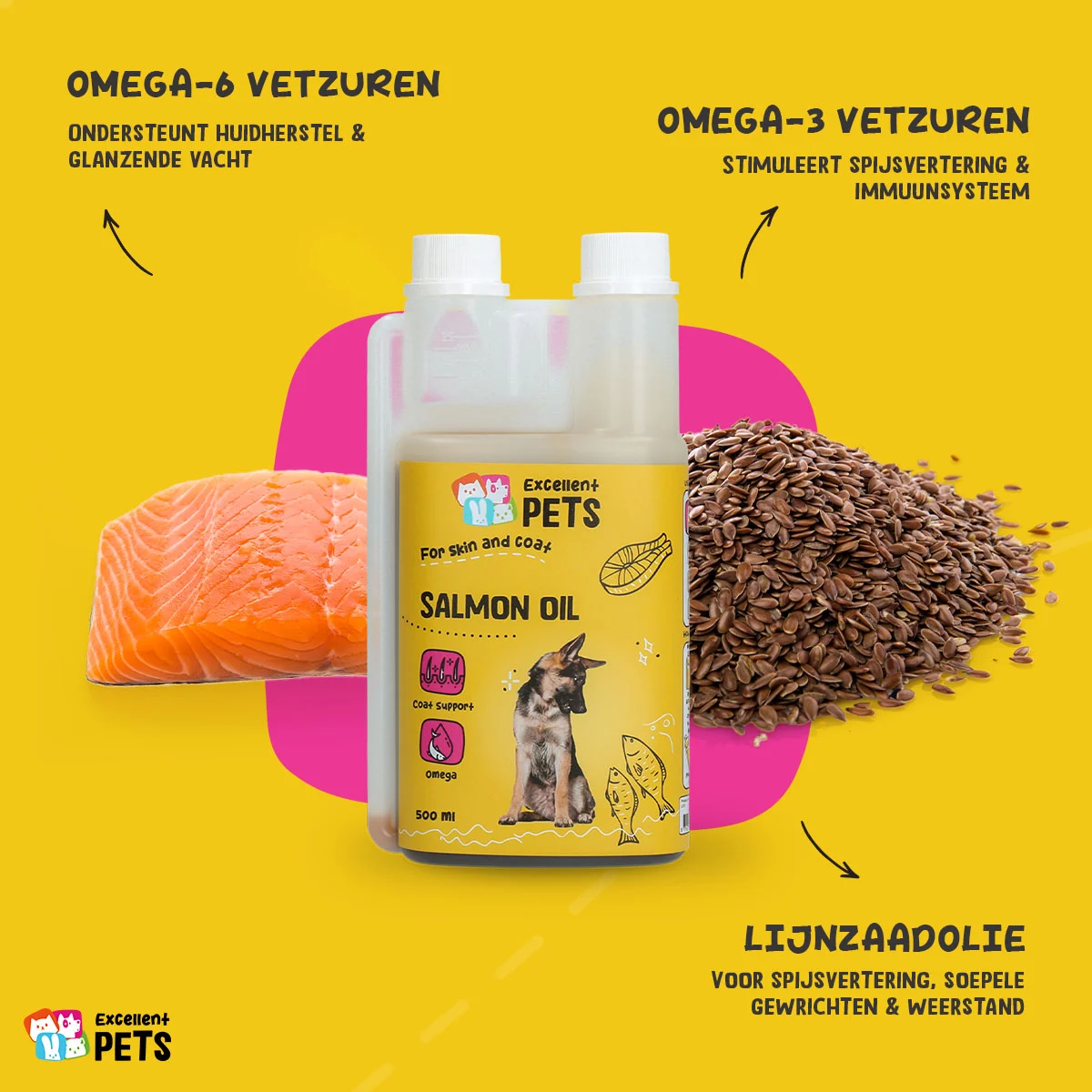Huile de saumon pour chiens, oméga 3 et 6, 500 ml – Excellent Pets Dog Salmon Oil – Image 5