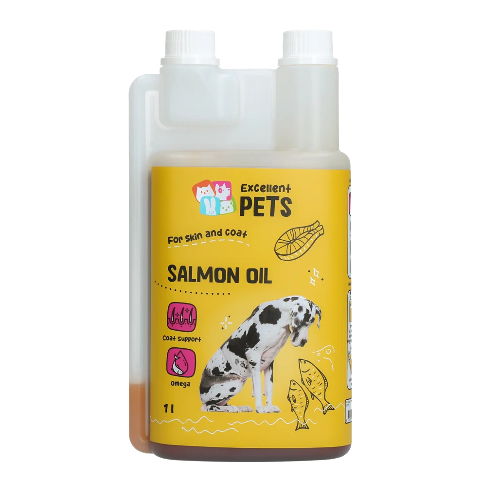 Huile de saumon pour chiens avec oméga 3 et 6, 1000 ml – Excellent Pets Dog Salmon Oil – Image 1