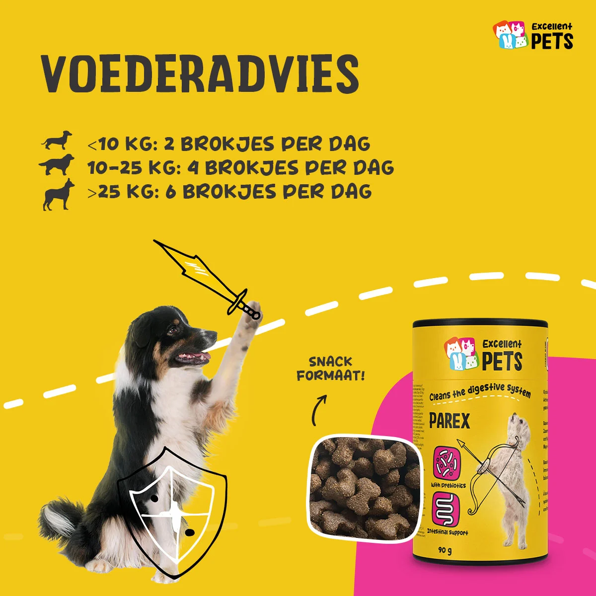 Complément pour chiens avec prébiotiques sous forme de bouchées, 90 g – Excellent Pets Dog Parex – Image 2