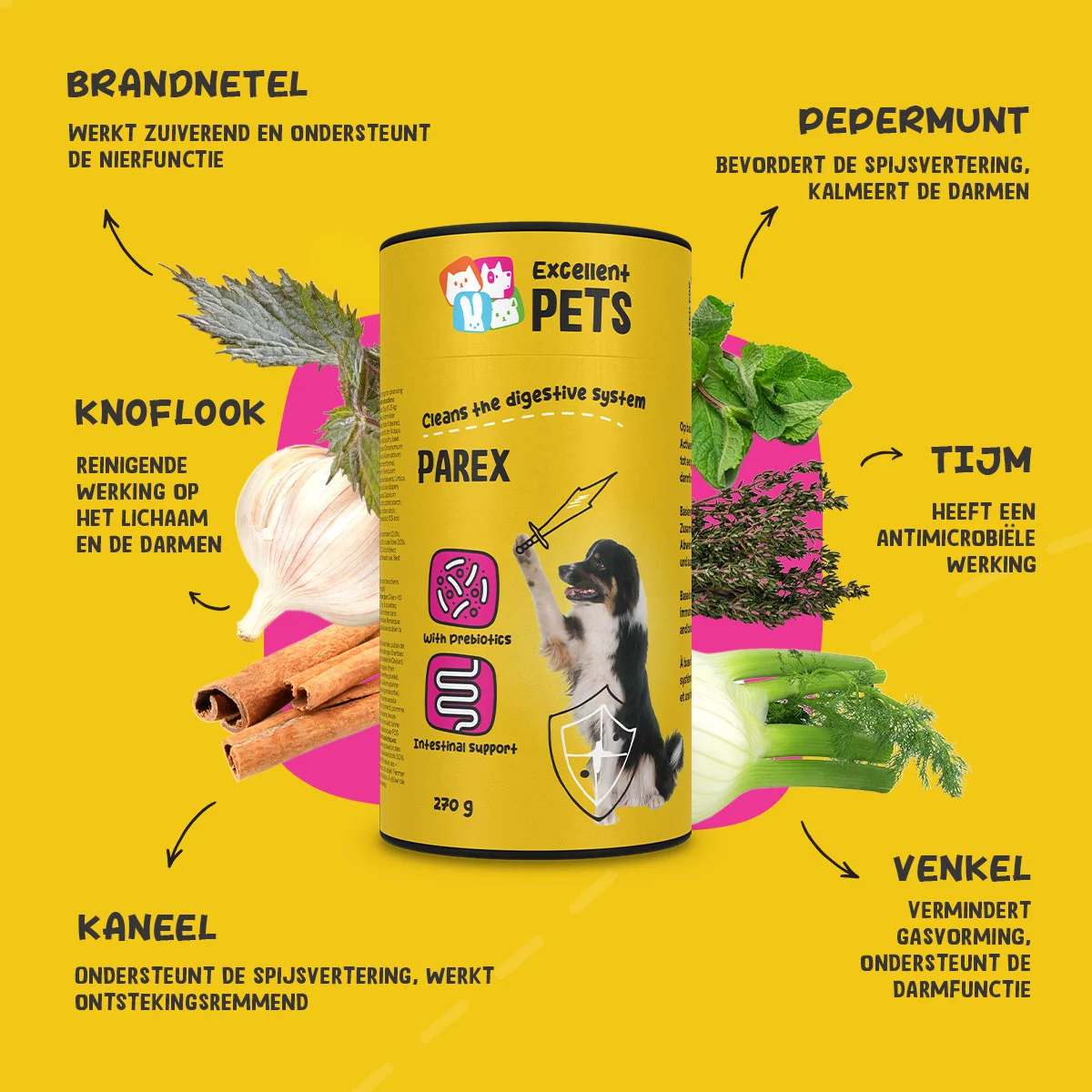 Complément alimentaire pour chien aux prébiotiques en croquettes, 270 g – Excellent Pets Dog Parex – Image 5