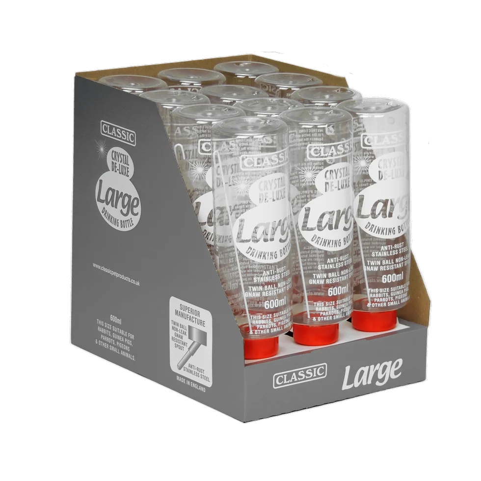 Bouteille à eau en plastique pour rongeurs, 600 ml – Classic Crystal Deluxe – Image 3