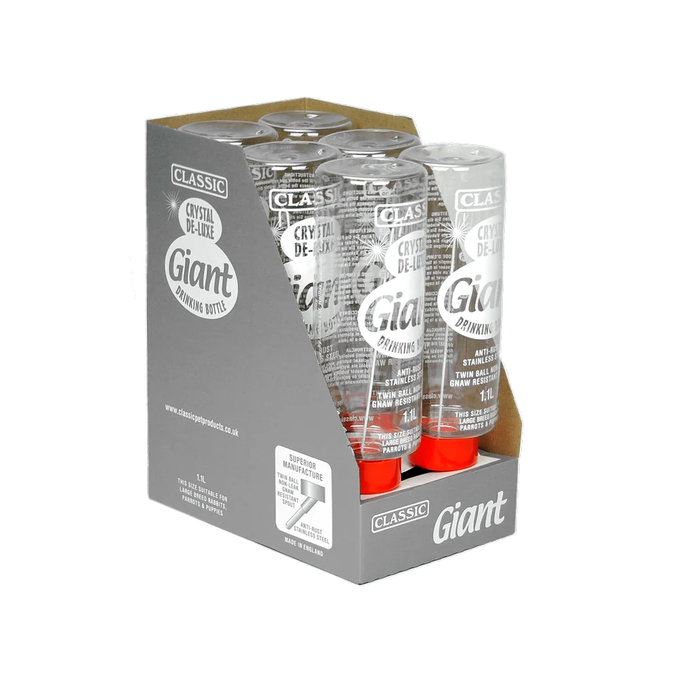 Bouteille à eau en plastique pour rongeurs, 1100 ml – Classic Crystal Deluxe – Image 3