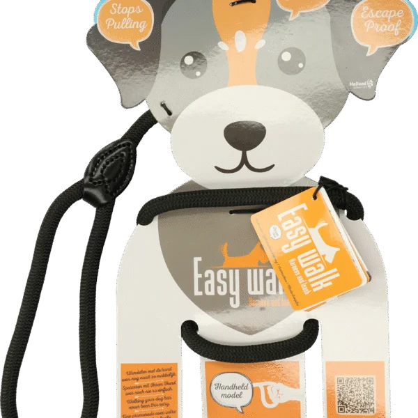 Harnais pour chien avec laisse en corde, noir – Modèle à poignée Easy Walk