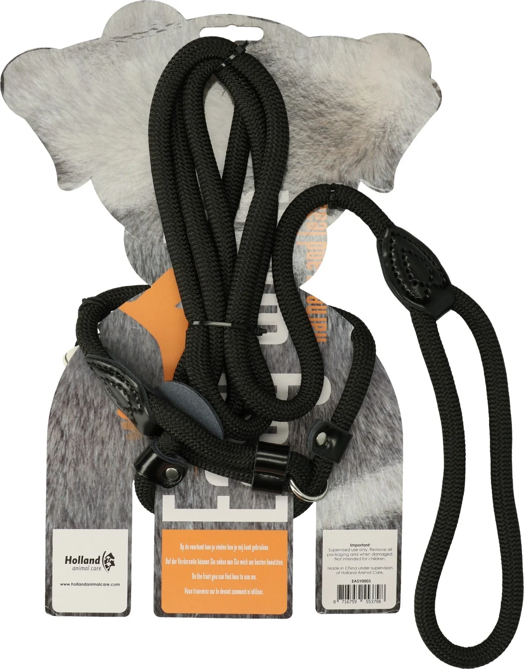 Harnais pour chien avec laisse en corde, noir – Modèle à poignée Easy Walk – Image 2