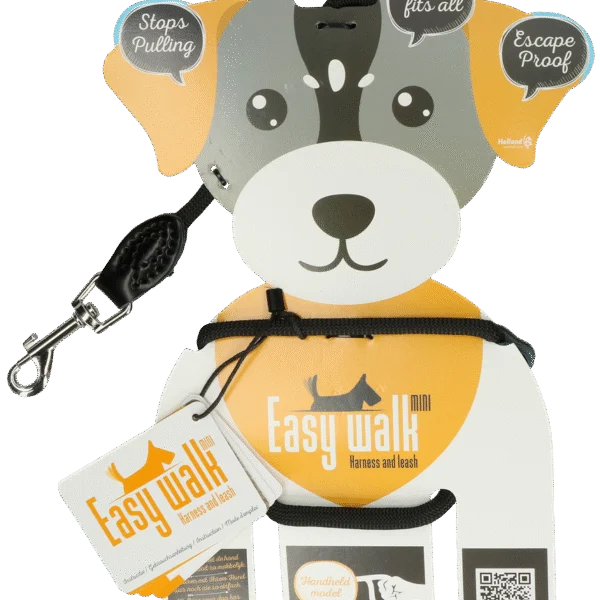 Harnais pour chien avec laisse en corde, noir, Mini 300 cm – Modèle épaules Easy Walk