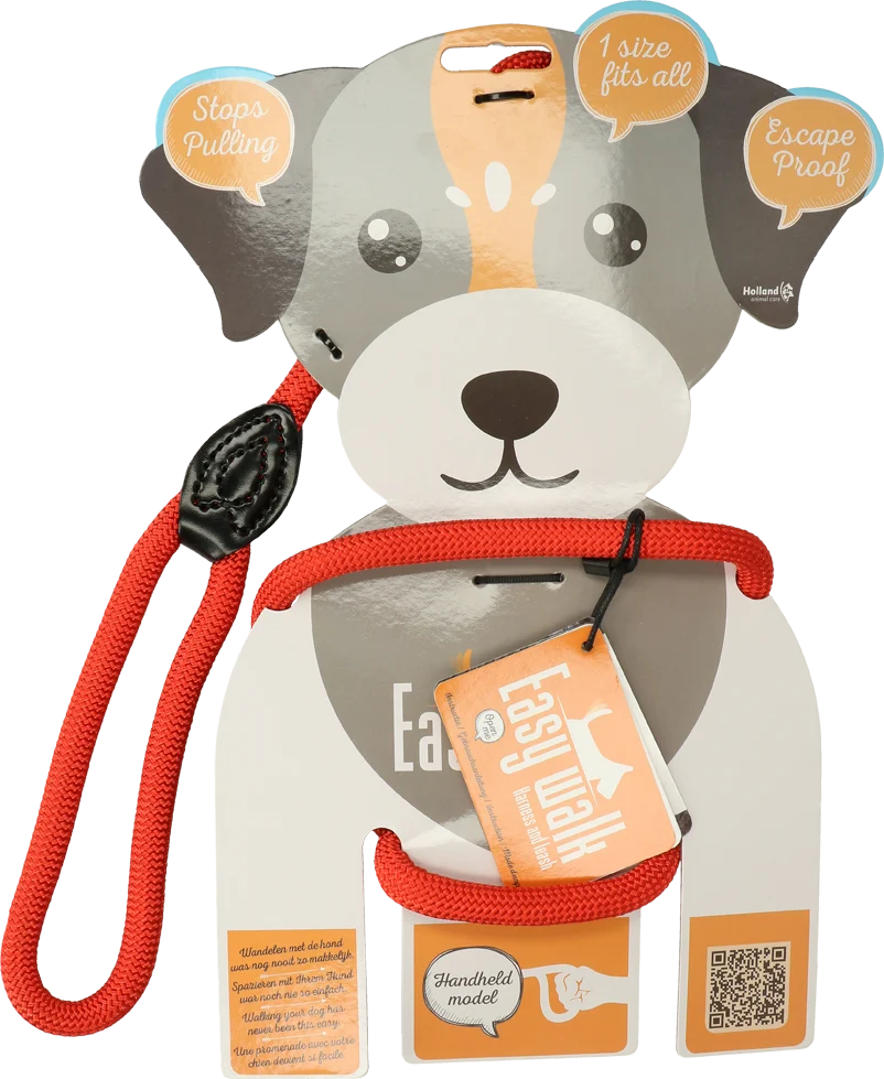 Harnais pour chien avec laisse en corde, rouge – Easy Walk modèle à main – Image 1