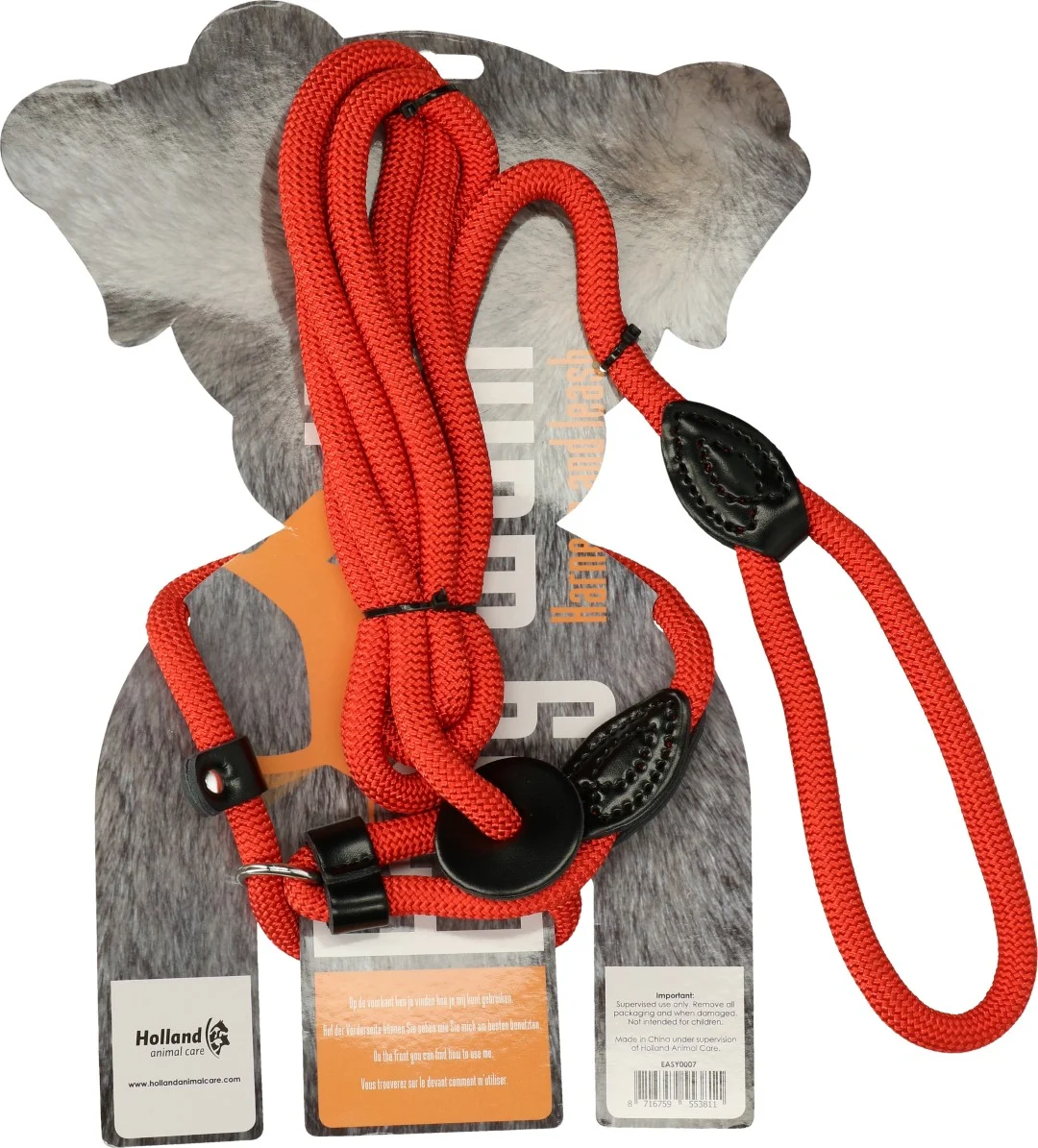 Harnais pour chien avec laisse en corde, rouge – Easy Walk modèle à main – Image 2