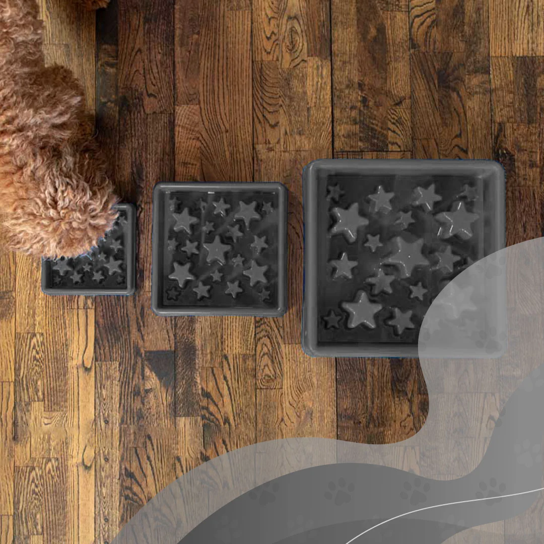 Gamelle anti glouton pour chiens à motif en forme d’étoile, XS 14 cm, grise – Eat Slow Live Longer Star – Image 3