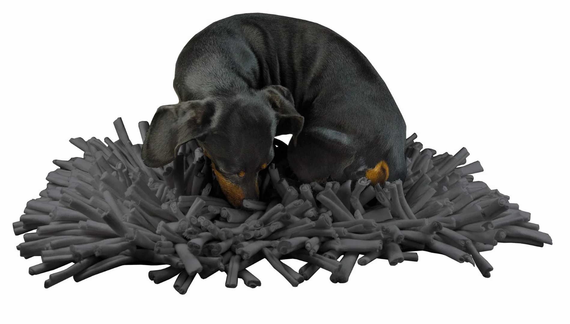 Tapis de fouille pour chiens avec bandes de tissu, gris, 44 x 28 cm – Eat Slow Live Longer Play Mat – Image 2
