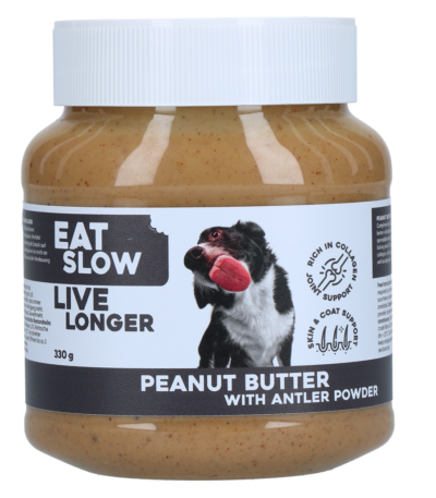Beurre de cacahuète pour chien pour tapis de léchage – Beurre de cacahuète Eat Slow Live Longer + poudre de collagène