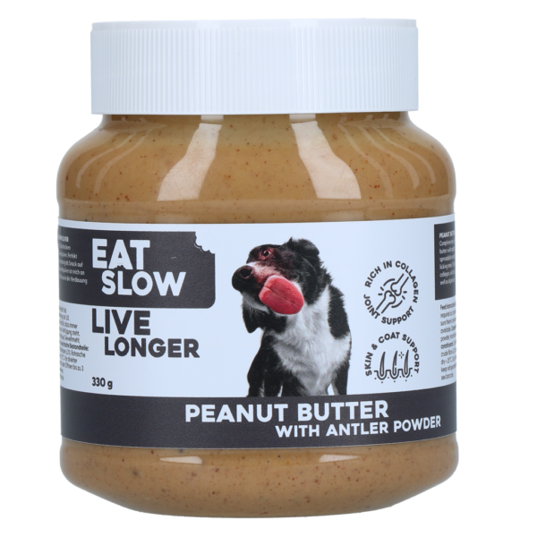 Beurre de cacahuète pour chien pour tapis de léchage – Beurre de cacahuète Eat Slow Live Longer + poudre de collagène