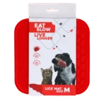 Tapis de léchage pour chiens avec 2 motifs et ventouses, 21 x 21 cm, rouge – Eat Slow Live Longer Lick Mat Duo M
