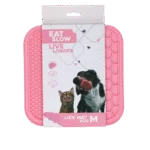 Tapis de léchage pour chien avec 2 motifs et ventouses, 21 x 21 cm, rose – Eat Slow Live Longer Lick Mat Duo M