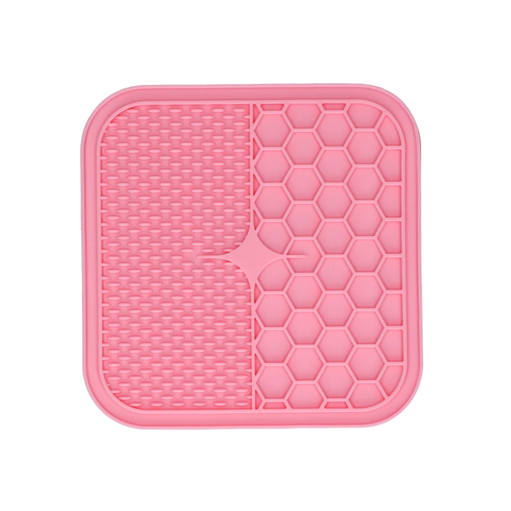 Tapis de léchage pour chien avec 2 motifs et ventouses, 21 x 21 cm, rose – Eat Slow Live Longer Lick Mat Duo M – Image 2