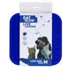 Tapis de léchage pour chiens avec picots et motif en nid d’abeille, 21 x 21 cm, Bleu – Eat Slow Live Longer Lick Mat Duo M