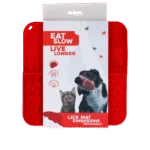 Tapis de léchage pour chiens avec 4 motifs et ventouses, 21 x 21 cm, rouge – Eat Slow Live Longer Lick Mat Dimensions Rectangle