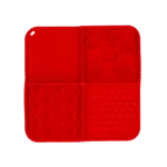 Tapis de léchage pour chiens avec 4 motifs et ventouses, 21 x 21 cm, rouge – Eat Slow Live Longer Lick Mat Dimensions Rectangle – Image 2