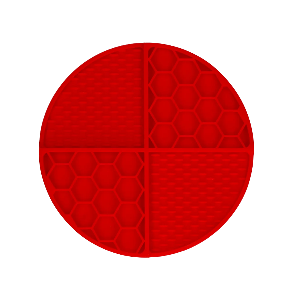 Tapis de léchage rond à alvéoles profondes, rouge, ø 21 cm – Eat Slow Live Longer Lick Mat Dimensions Circle – Image 2