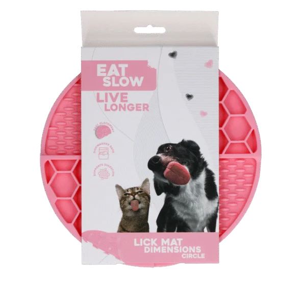 Tapis de léchage rond avec compartiments profonds, rose, ø 21 cm – Eat Slow Live Longer Lick Mat Dimensions Circle