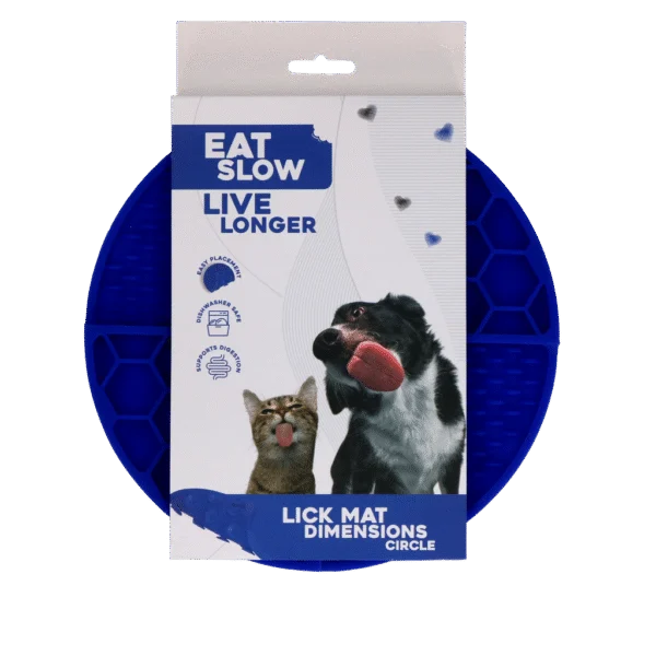 Tapis de léchage rond avec compartiments profonds, bleu, ø 21 cm – Eat Slow Live Longer Lick Mat Dimensions Circle