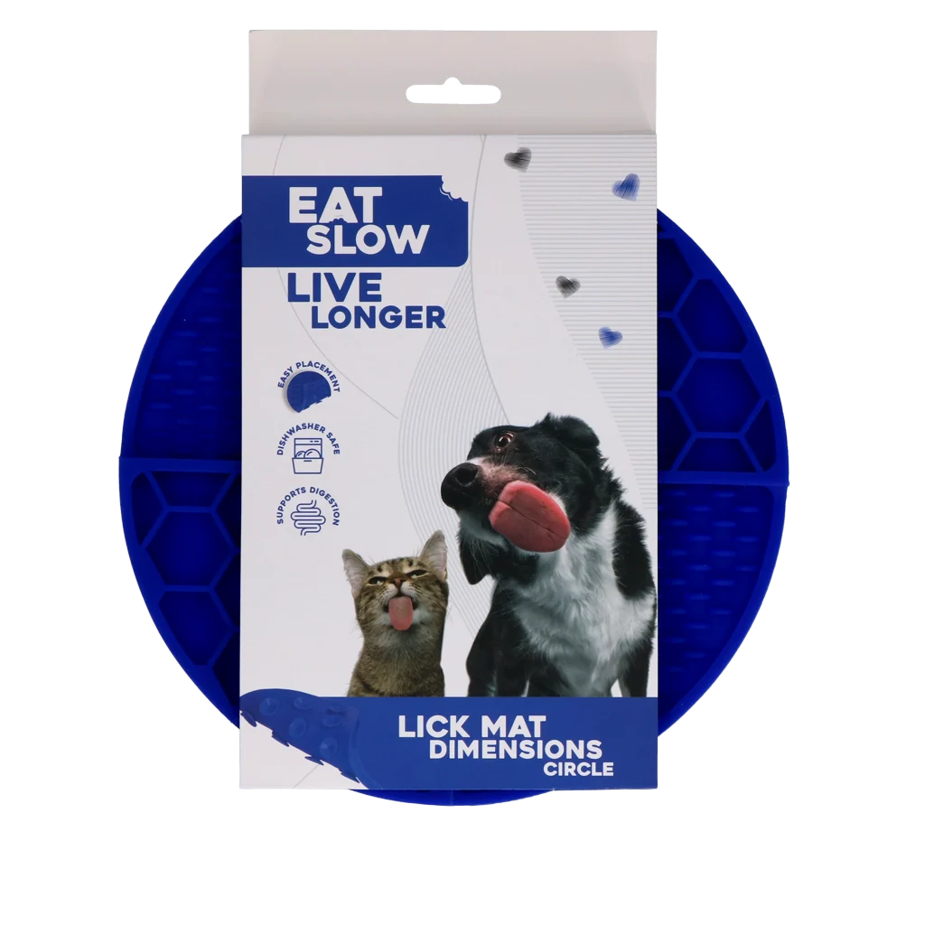 Tapis de léchage rond avec compartiments profonds, bleu, ø 21 cm – Eat Slow Live Longer Lick Mat Dimensions Circle – Image 1