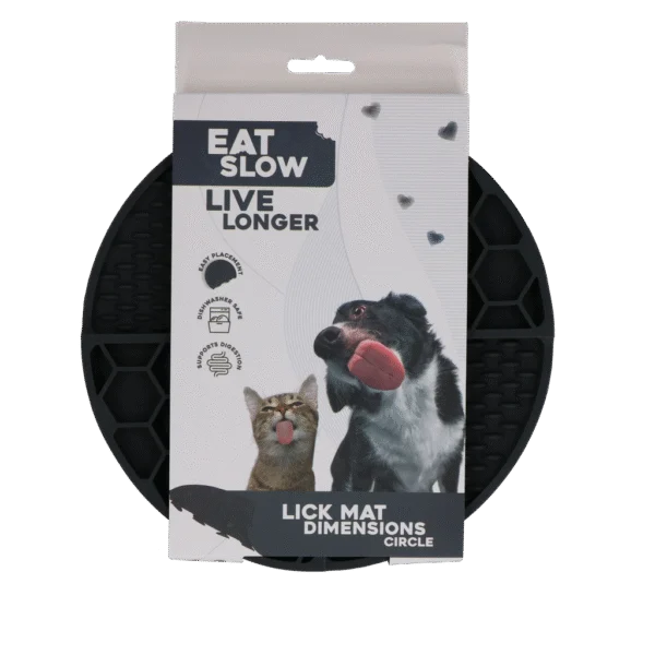 Tapis de léchage rond à compartiments profonds, gris, ø 21 cm – Eat Slow Live Longer Lick Mat Dimensions Circle