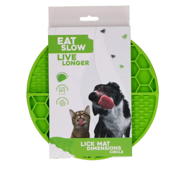 Tapis de léchage rond avec compartiments profonds, vert, ø 21 cm – Eat Slow Live Longer Lick Mat Dimensions Circle
