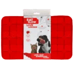 Tapis de léchage pour chiens avec rabats en forme de fleurs et ventouses, 21 x 34 cm, rouge – Eat Slow Live Longer Lick Mat Dimensions Flower