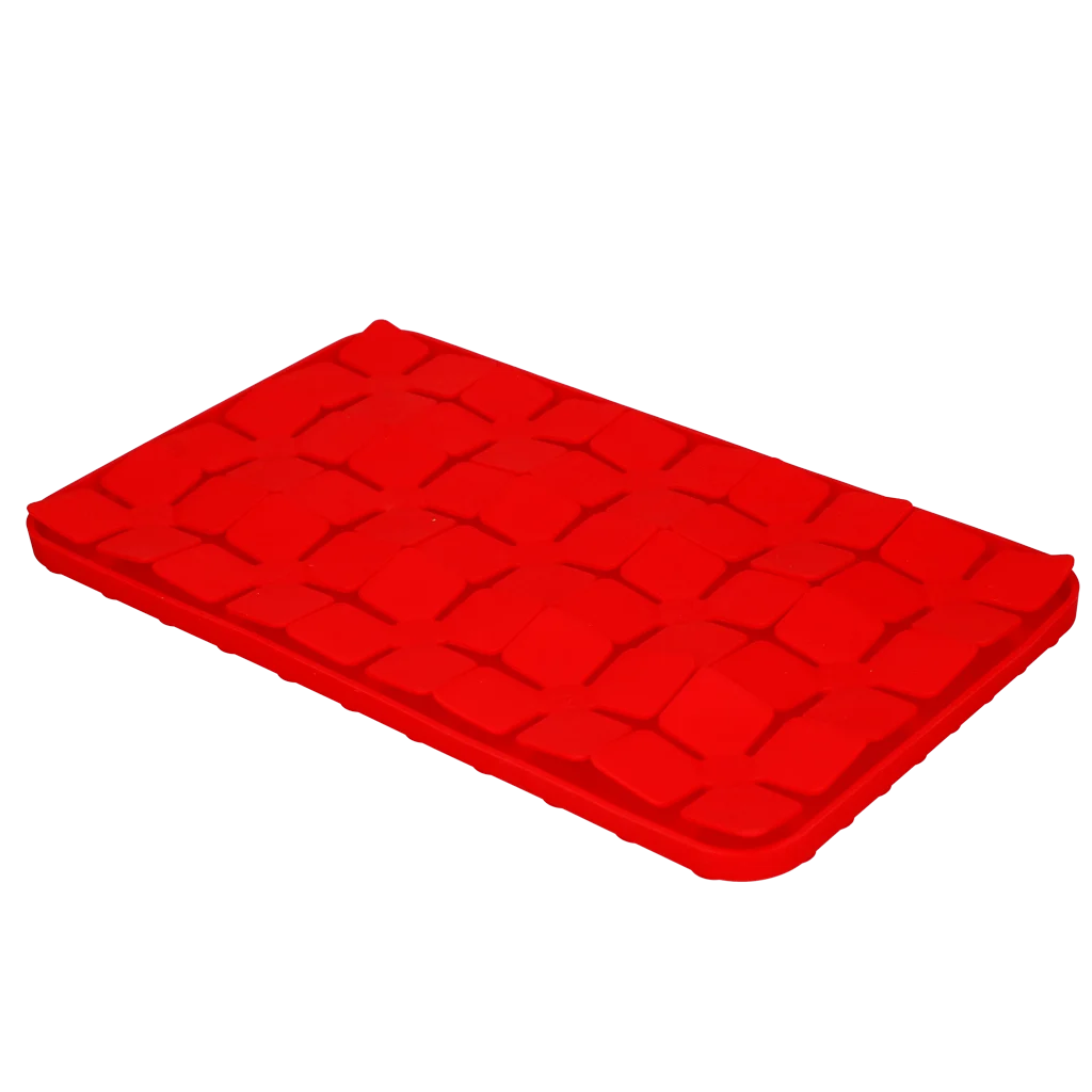 Tapis de léchage pour chiens avec rabats en forme de fleurs et ventouses, 21 x 34 cm, rouge – Eat Slow Live Longer Lick Mat Dimensions Flower – Image 3