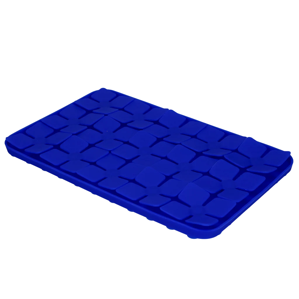 Tapis de léchage pour chiens avec rabats en forme de fleurs et ventouses, 21 x 34 cm, bleu – Eat Slow Live Longer Lick Mat Dimensions Flower – Image 3