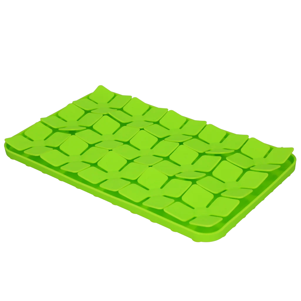 Tapis de léchage pour chiens avec rabats en forme de fleurs et ventouses, 21 x 34 cm, vert – Eat Slow Live Longer Lick Mat Dimensions Flower – Image 3