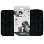 Tapis de léchage pour chiens avec rabats en forme de fleur et ventouses, 21 x 34 cm, gris – Eat Slow Live Longer Lick Mat Dimensions Flower