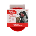 Gamelle anti glouton pour chiens avec tapis de léchage, rouge, 17 cm – Eat Slow Live Longer Lick Mat Wobble Bowl