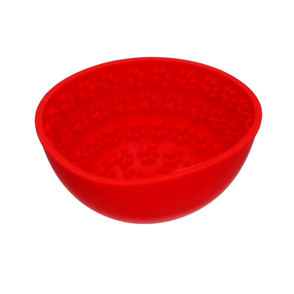 Gamelle anti glouton pour chiens avec tapis de léchage, rouge, 17 cm – Eat Slow Live Longer Lick Mat Wobble Bowl – Image 3