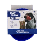 Gamelle anti-glouton pour chiens avec fond arrondi et picots, Ø 17 cm, Bleue – Eat Slow Live Longer Lick Mat Wobble Bowl