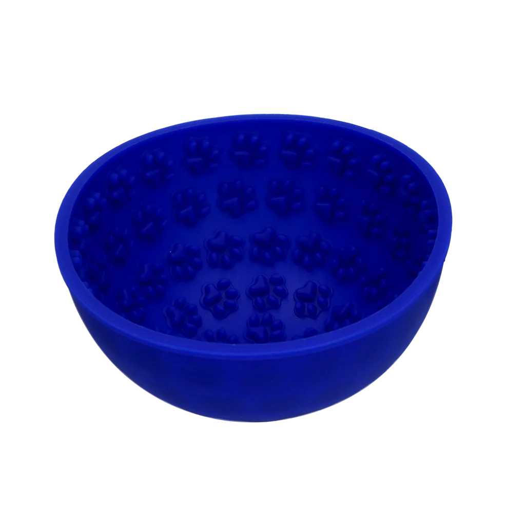 Gamelle anti-glouton pour chiens avec fond arrondi et picots, Ø 17 cm, Bleue – Eat Slow Live Longer Lick Mat Wobble Bowl – Image 3