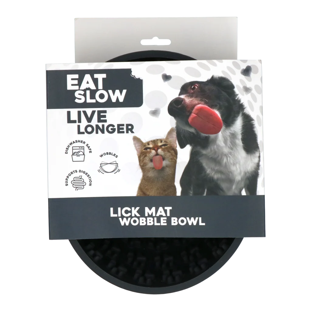 Gamelle anti-glouton pour chiens à fond rond et picots, Ø 17 cm, grise – Eat Slow Live Longer Lick Mat Wobble Bowl – Image 1