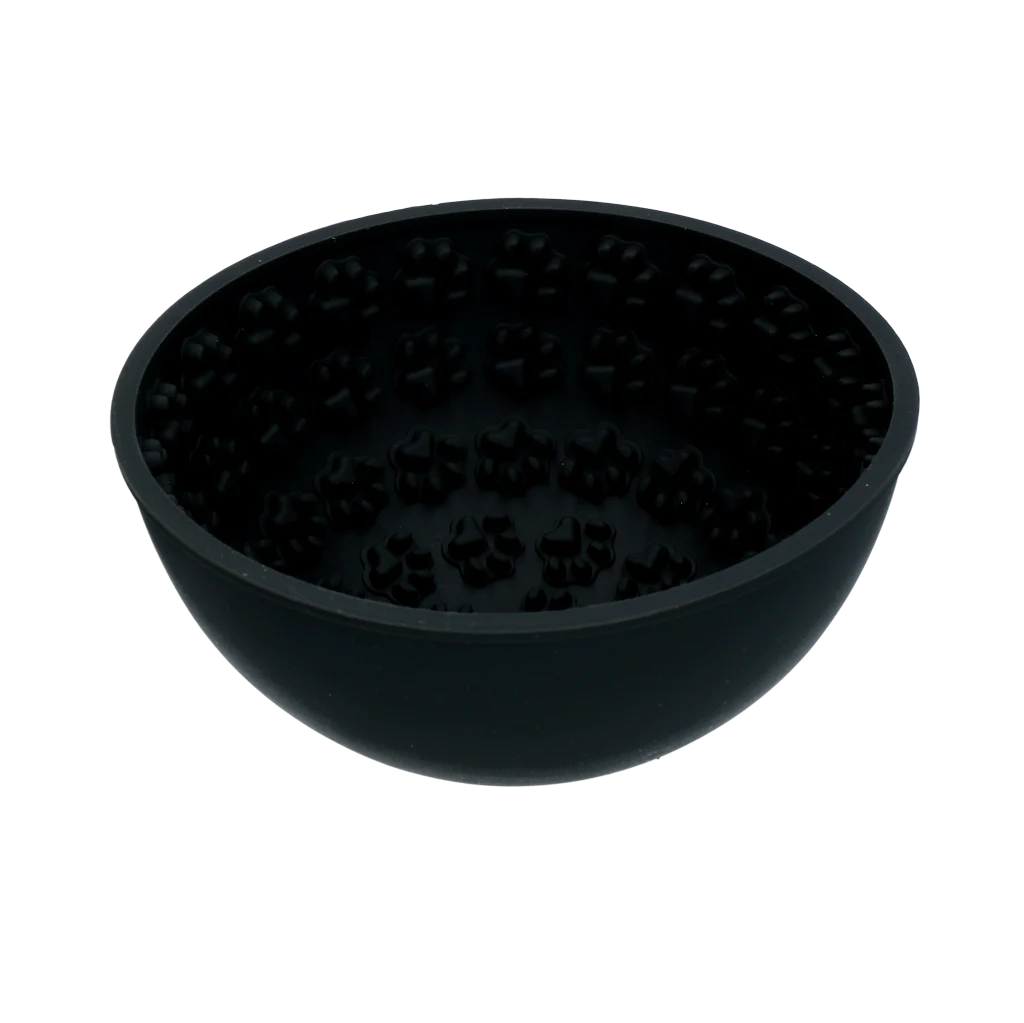Gamelle anti-glouton pour chiens à fond rond et picots, Ø 17 cm, grise – Eat Slow Live Longer Lick Mat Wobble Bowl – Image 3