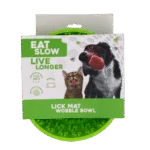Gamelle anti-glouton pour chien avec fond arrondi et reliefs, Ø 17 cm, verte – Eat Slow Live Longer Lick Mat Wobble Bowl