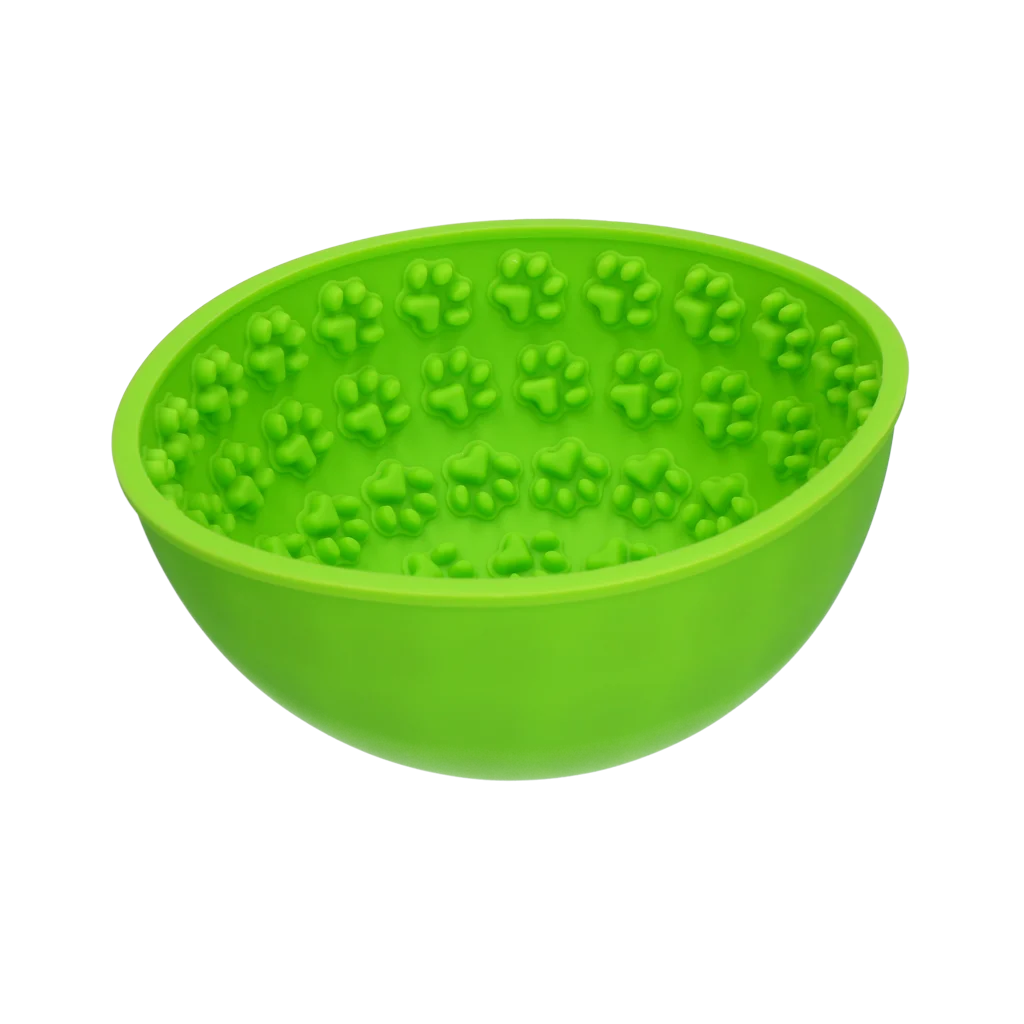 Gamelle anti-glouton pour chien avec fond arrondi et reliefs, Ø 17 cm, verte – Eat Slow Live Longer Lick Mat Wobble Bowl – Image 3
