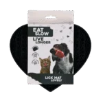 Tapis de léchage pour chien en forme de cœur avec motif XO, 19 x 23 cm, gris – Eat Slow Live Longer Lick Mat Lovely Heart