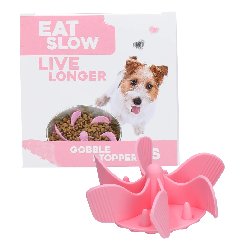 EATS065NP.png Insert anti glouton en silicone pour chien avec ventouses, S, diamètre à la base 9,5 cm, rose – Eat Slow Live Longer Gobble Stopper – Image 1