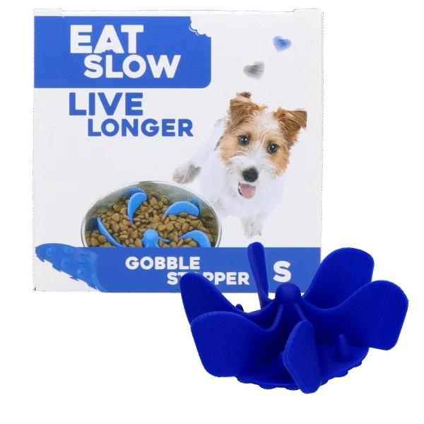 Insert anti-glouton pour gamelle de chien avec ventouses, bleu S, diamètre de base 9,5 cm – Eat Slow Live Longer Gobble Stopper