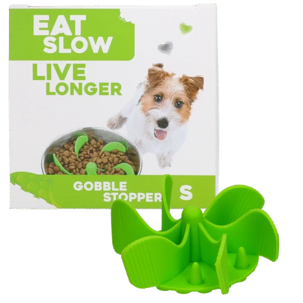 Insert anti glouton pour gamelle de chien avec ventouses, vert S, diamètre à la base 9,5 cm – Eat Slow Live Longer Gobble Stopper