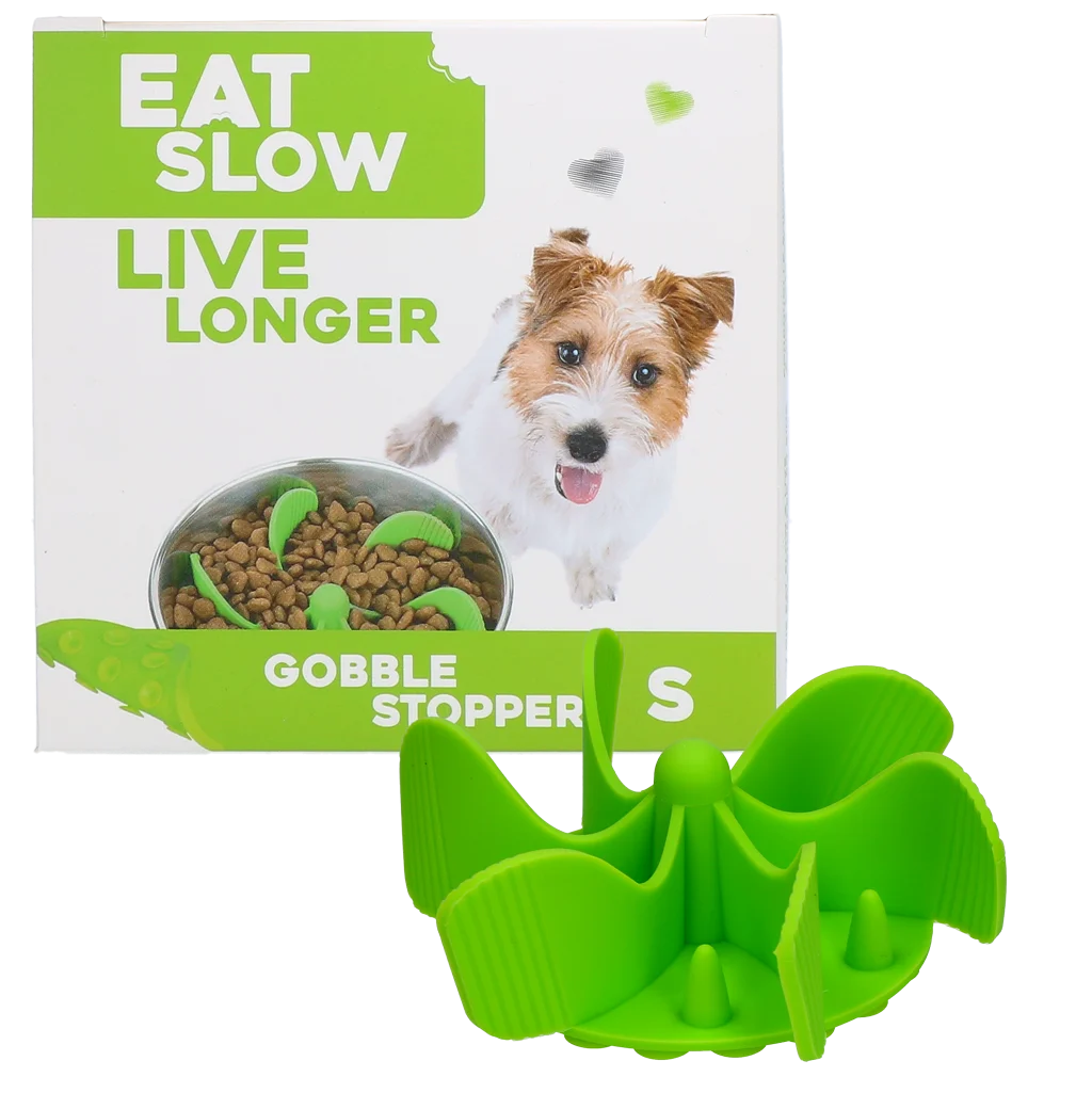 EATS065NS.png Insert anti glouton pour gamelle de chien avec ventouses, vert S, diamètre à la base 9,5 cm – Eat Slow Live Longer Gobble Stopper – Image 1